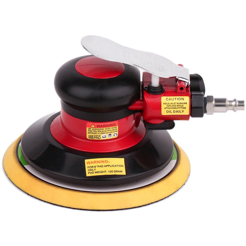 Gedu Professional Air Random Orbital Palm Sander, Dual Action Pneumatic Sander, Low Vibration, Heavy Duty â€¦ (6 inch) - Image 1